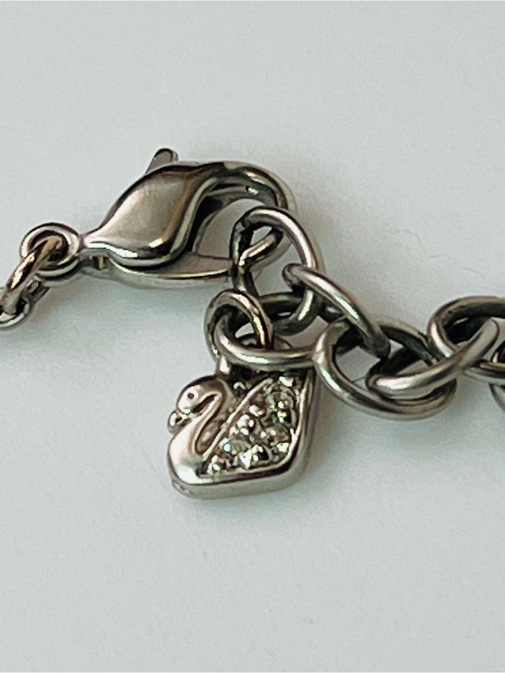 Swarovski Crystal Cross Necklace Sterling Silver Blue Crystal & Pink Accent Swan - Picture 7 of 8